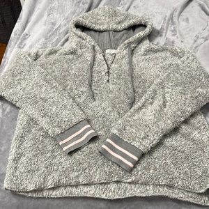 PJ Salvage, fleece hoody, thermal lined hood zipper placket